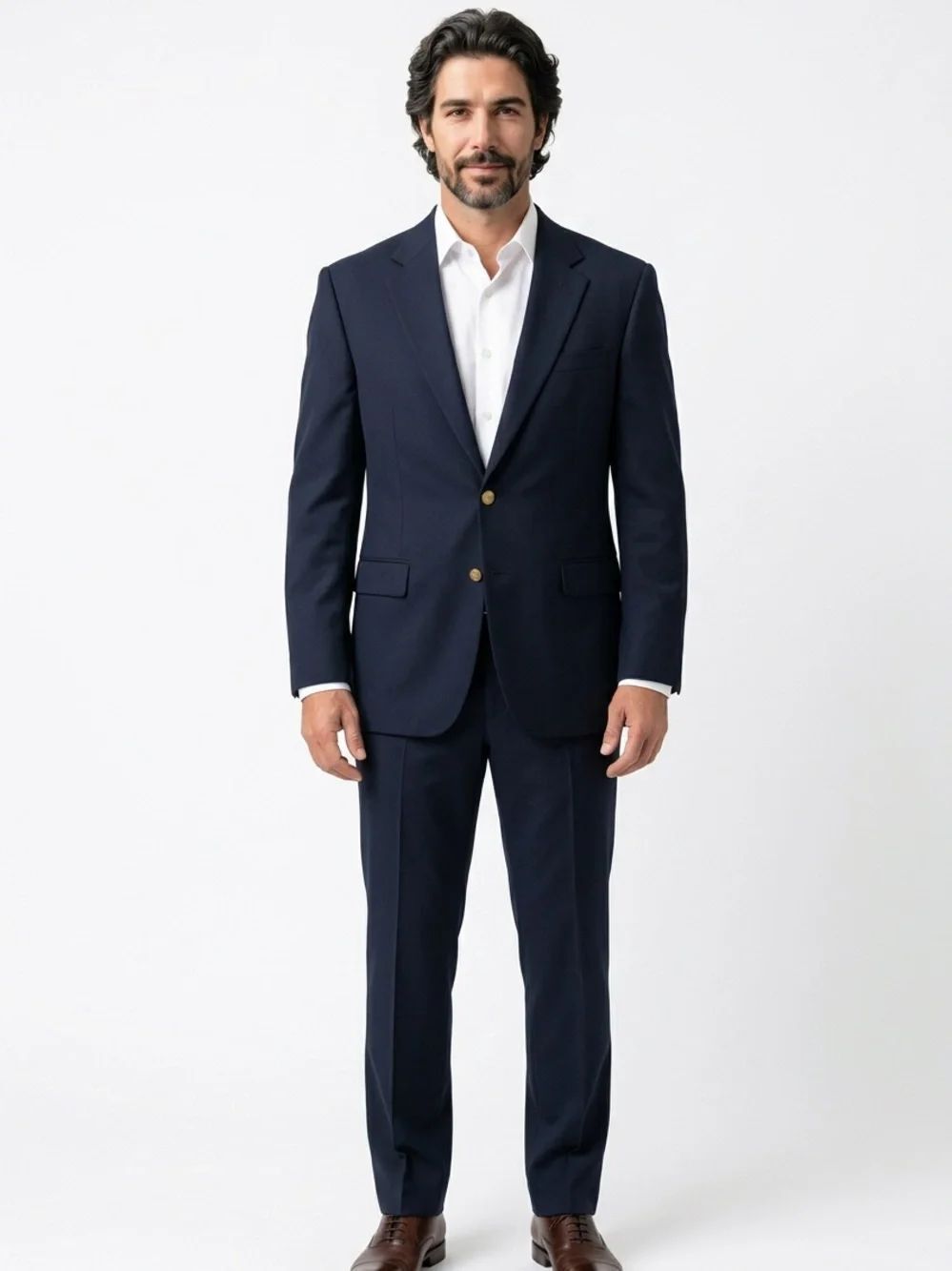 OSCAR DE LA RENTA | Navy Wool Blazer Decorative Gold Buttons Men’s Size 48L